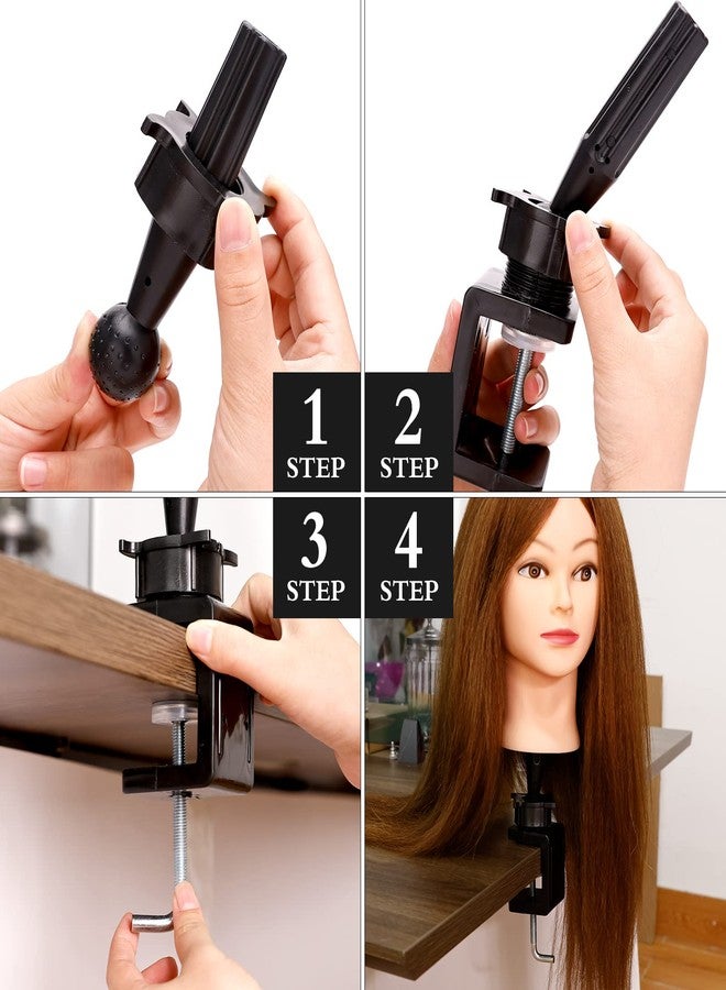 BARBERPLAN Wig Mannequin Head Stand for Table, Human Hair Mannequin Head Table Clamp Stand,Table Wigs Head Stand Swiveling Wig Head Styling Clamp with Adjustable Rotator - for Salon & Home Use(Small Type) - Image 4
